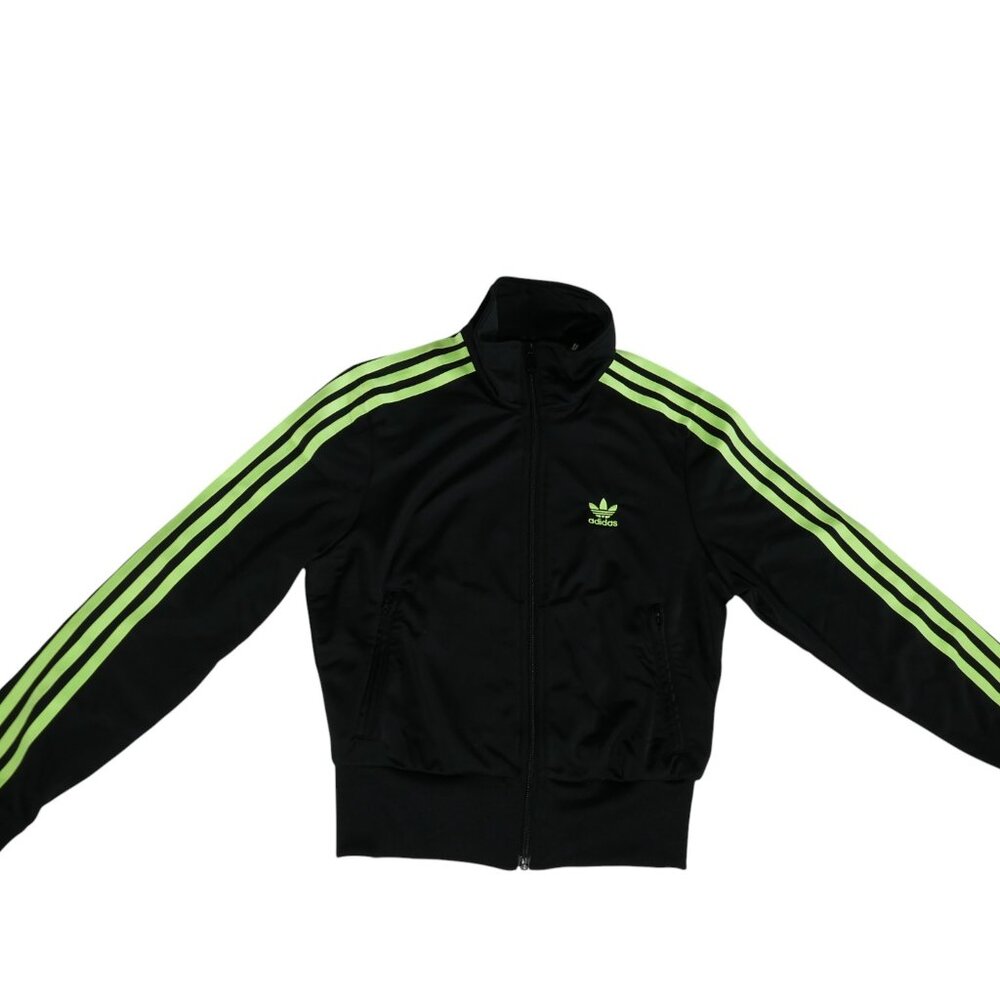 Adidas Women’s Firebird Originals Track Jacket XS Black Signal Green JX7868 - Picture 3 of 10